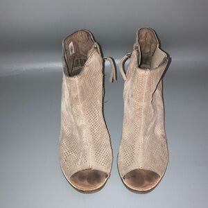 Toms Light Tan Peep-Toe Ankle Booties